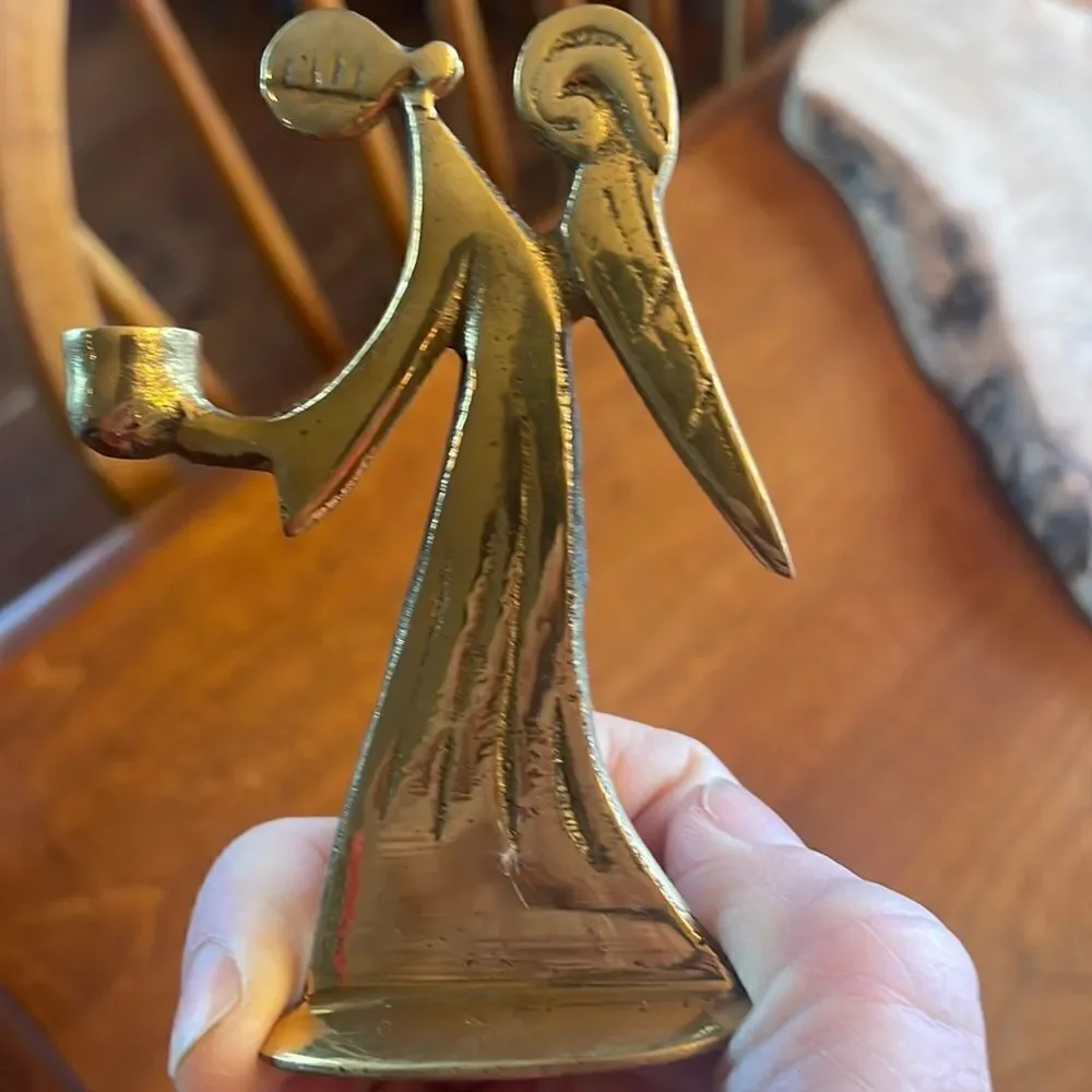 Vintage Abbey Press Brass Angel Candle Holder